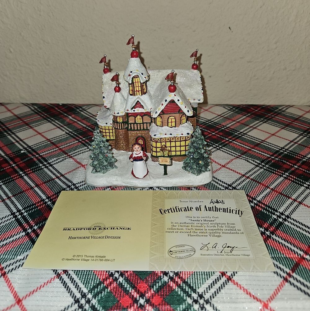Thomas Kinkade's North Pole "Santa's House" Lighted Village Decor